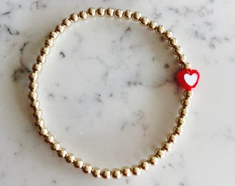 Red & white heart bracelet