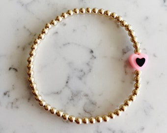 Black and pink  heart bracelet