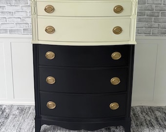 Vintage Huntley Dresser | Solid Wood Mid Century Storage Cabinet, Bedroom Furniture”
