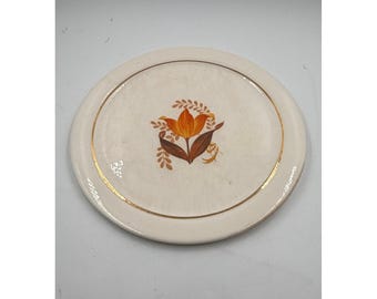 Bandeja para pastel/postre de Bakerite color naranja tulipán con borde de oro de 22 quilates, diámetro 11 1/2".