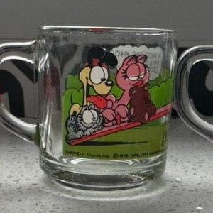Vintage Set of 3 1978 McDonalds Garfield Odie Glass Coffee Mugs Cups Jim Davis