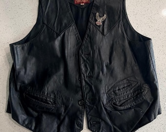 RARE Vintage Leather Vest With Tons of Harley Davidson Patches and