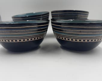 Juego de 4 cuencos Soul Bowls Cafe Versailles Blue de GIBSON ELITE de 15 cm (6 pulgadas)
