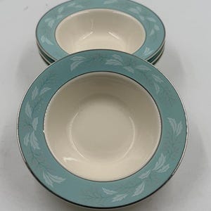 Vintage Homer Laughlin Romance Turquoise-Eggshell Cavalier- Set of 4 Fruit Bowls