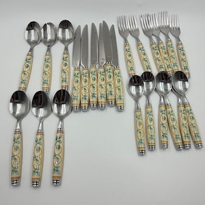 Vintage Pfaltzgraff FRENCH QUARTER Edelstahl Silber 24-teilig 6 Gedeck
