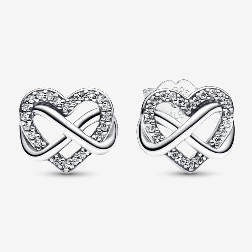 PANDORA Genuine S925 ALE Sterling Silver Infiniti Heart Stud 