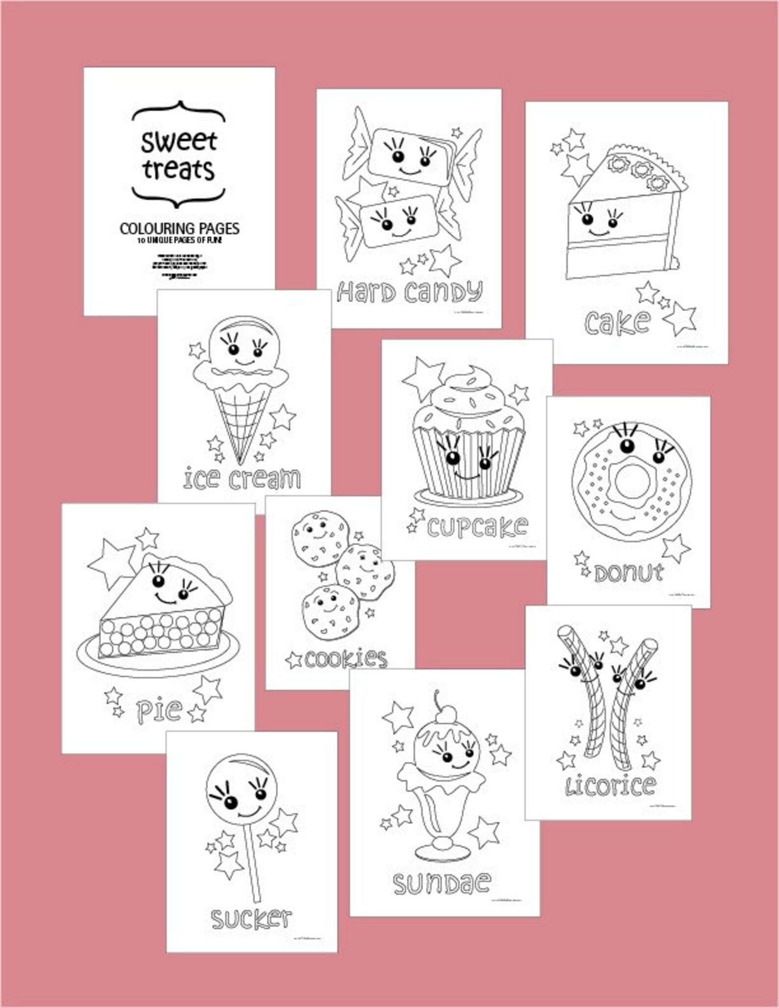Colouring Pages Sweet Treats printable pdf Downloadable | Etsy