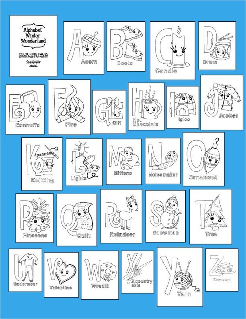 Coloring Pages Winter Alphabet | Etsy