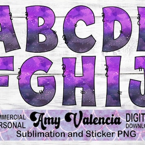 Paarse schattige girly coquette Halloween alfabet doodle letters met clipart png-bestand gepersonaliseerd maak je eigen aangepaste kindernaam sublimatie