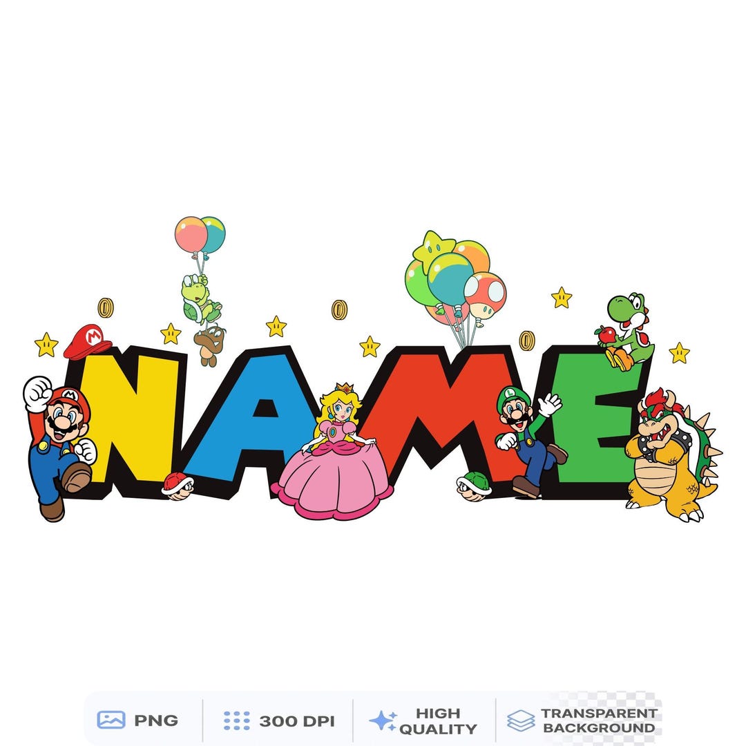 Custom Name Mario Font PNG, Personalized Super Mario (digital Download ...