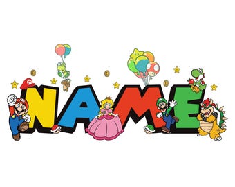 Custom Name Mario Font PNG, Personalized Super Mario (Digital Download)