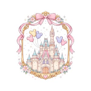 Castello da principessa retrò PNG, Civetta del castello magico con fiocco rosa PNG, Parco magico PNG, Castello ad acquerello, Nastro rosa PNG, Download digitale