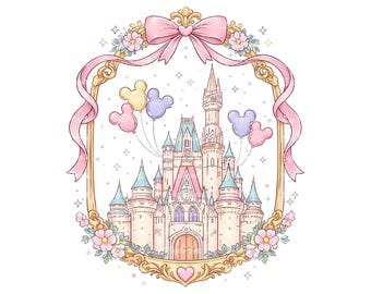Castello da principessa retrò PNG, Civetta del castello magico con fiocco rosa PNG, Parco magico PNG, Castello ad acquerello, Nastro rosa PNG, Download digitale