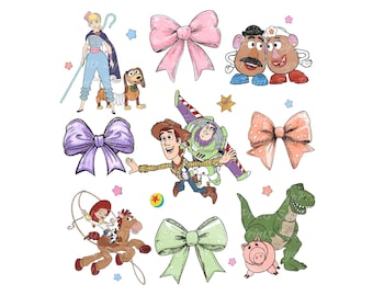Coquette Bows Toy Story PNG, Family Vacation Png, Family Matching Trip Png, Vacay Mode Png, Coquette Bow Watercolor Png, Digital Download