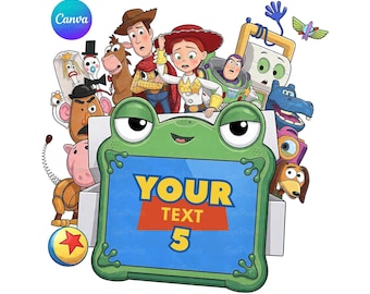 Toy Story Custom Name PNG, Personalized Birthday Logo, Editable Canva Template