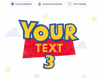 Immagine PNG di Toy Story modificabile, nome del logo personalizzato di Toy Story, modello Canva per il logo, maglietta di compleanno, logo modificabile