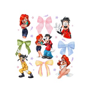 Coquette Bows His And Her Png, His Roxanne And Her Max Svg Png, A Goofy Movie, Couple Matching Png, Disneyland Valentines, Valentine Couple