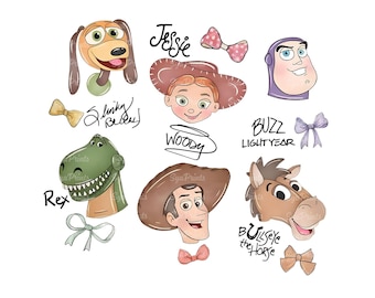 ClipArt di Toy Story ad acquerello, Woody, Jessie, Buzz ad acquerello PNG, Buzz Lightyear, Rex, Forky ad acquerello, stampabile, decorazione per torta di compleanno