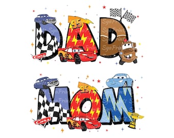 Pacchetto Viaggio Famiglia Papà Mamma 2026 Png, Saetta McQueen Png, Regno Magico Png, Modalità Vacanza Png, Design Sublimazione Auto Png, File Digitale