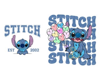 Stitch Est 2002 Png, Retro Stitch Png, Stitch Balloons Png, Stitch Summer Trip, Magical Snacks Sublimation, Stitch Shirt Png, Magic Kingdom