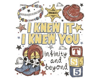 Retro Toy Story 5 PNG, Lo sapevo, ti conoscevo, Stivali da cowgirl western, Braccialetto dell'amicizia, Design della maglietta, File grafico da scaricare