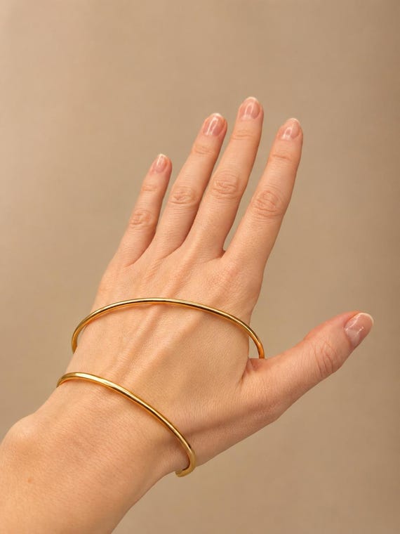 18K Gold Plated Hand Bracelet Statement Cuff Sculptural Palm Jewelry Adjustable Open Wrist Cuff Avant Garde Minimalist Gold Gift for Her