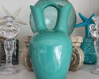 Vintage Wedding Vessel Teal Pottery