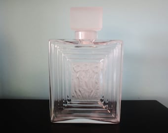 LALIQUE Perfume Bottle Duncan w/ Box Signed NOS France Crystal Decanter 8 Inch French Art Deco Nudes Home Decor