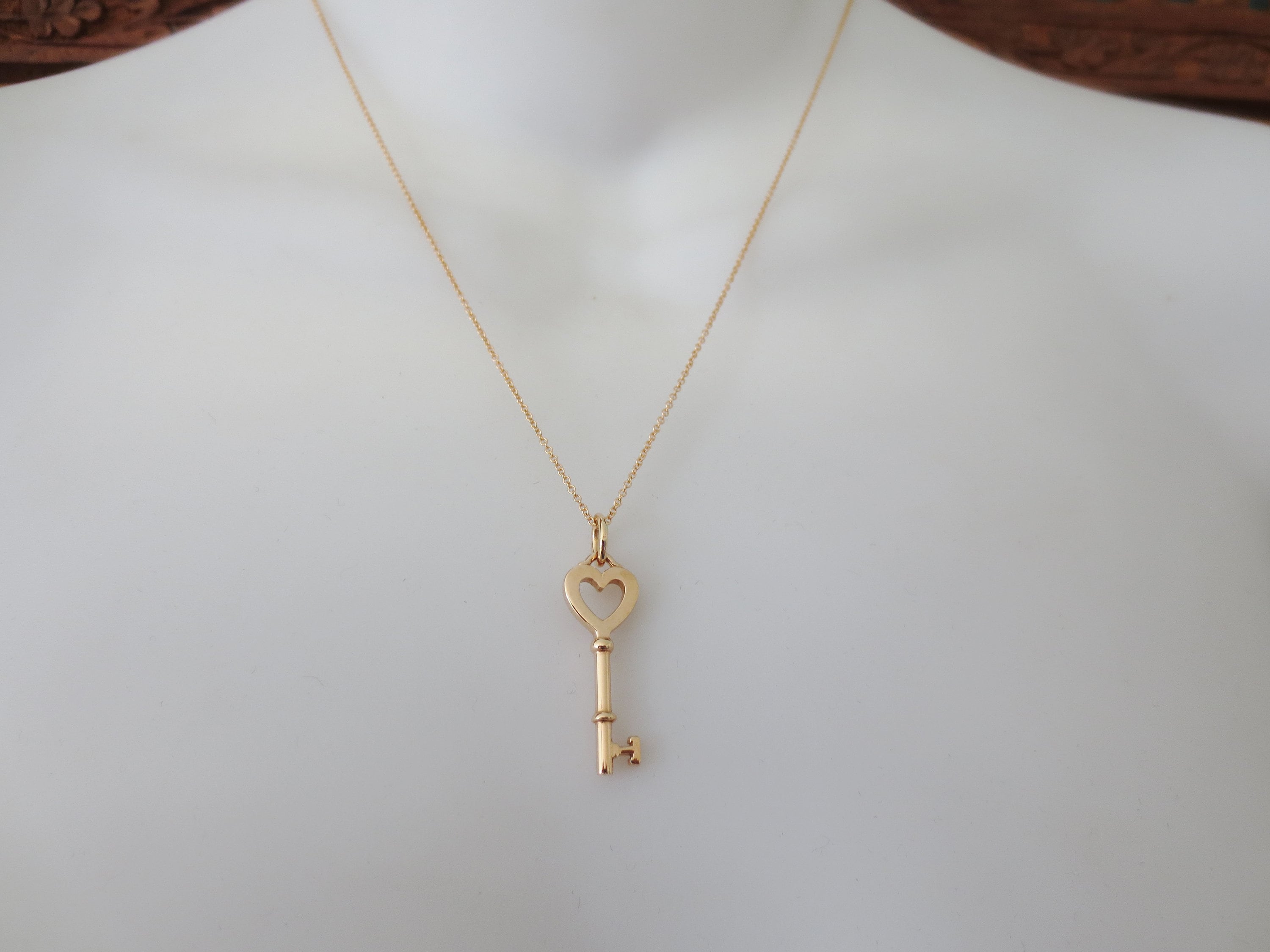 Tiffany and Co. 18K Rose Gold Lock and Key Heart Pendant Necklace