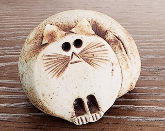 Vintage Cat Figurine Stoneware Pottery