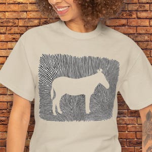 Zebra Print T-Shirt: Linocut Wildlife Graphic, Unisex Tee