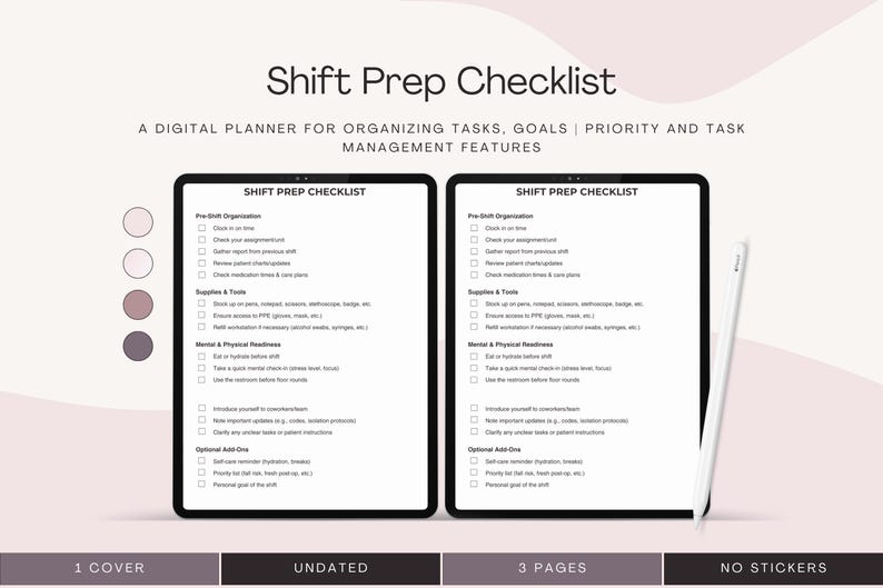 Shift Prep Checklist for Nurses – Printable Digital Download, Pre-shift ...