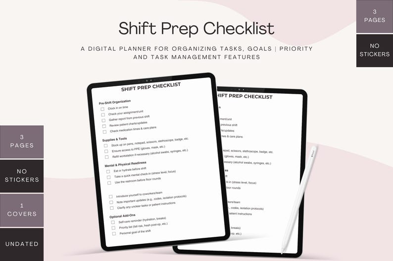 Shift Prep Checklist for Nurses – Printable Digital Download, Pre-shift ...