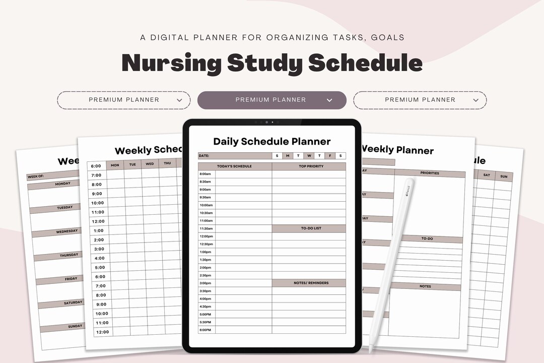 Nursing Study Schedule Printable – Weekly and Daily Planner for Nursing ...