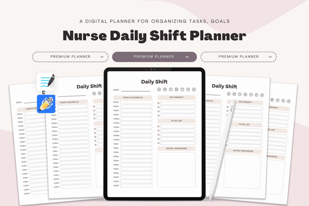 Nurse Daily Shift Planner Printable | Digital Nurse Schedule Organizer ...