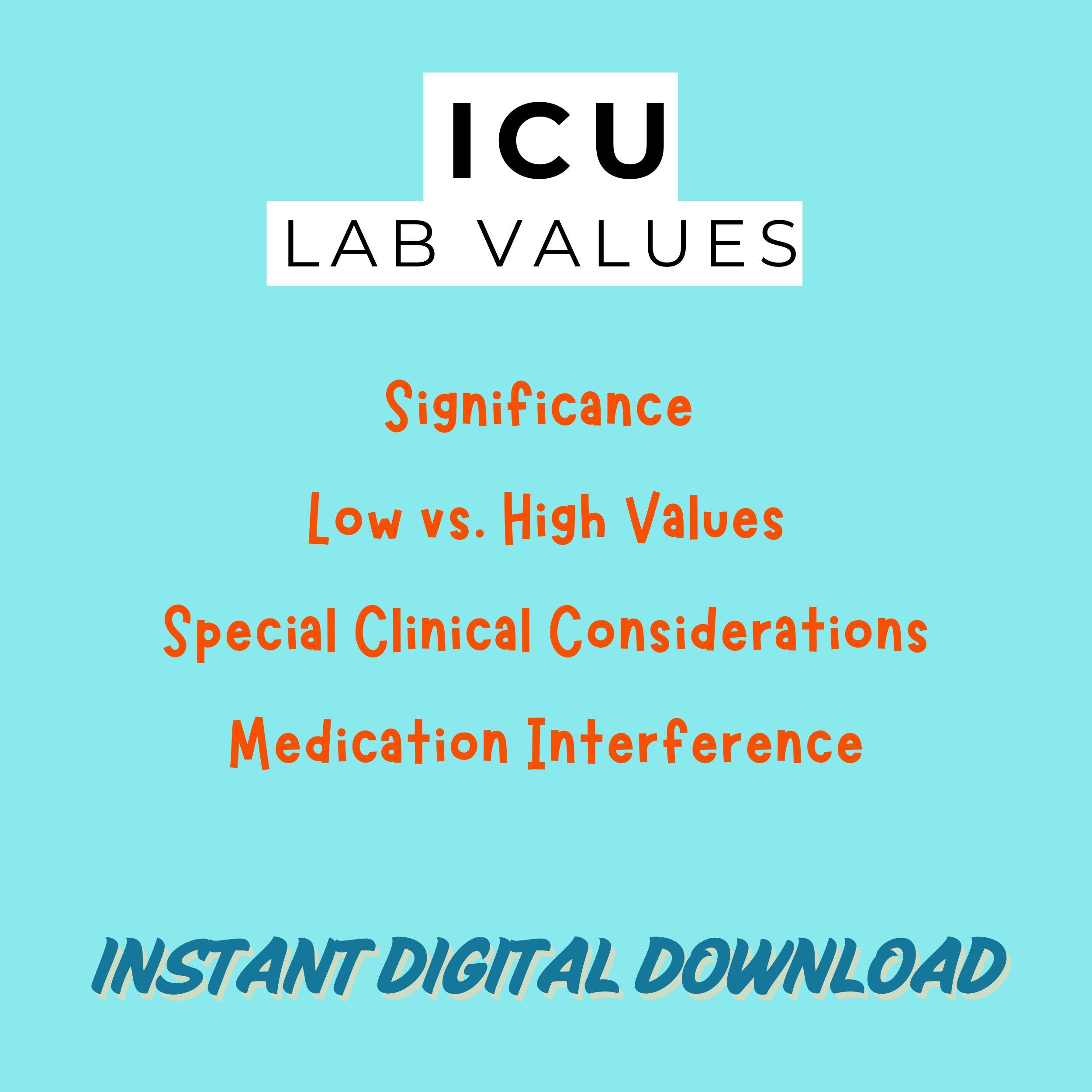 Nursing Lab Values Icu Comprehensive Reference Cheat Sheet Study