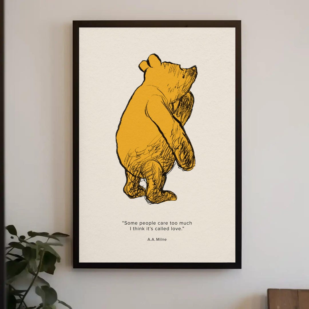 Winnie the Pooh Quote Poster: Vintage Beige Illustration (digital ...