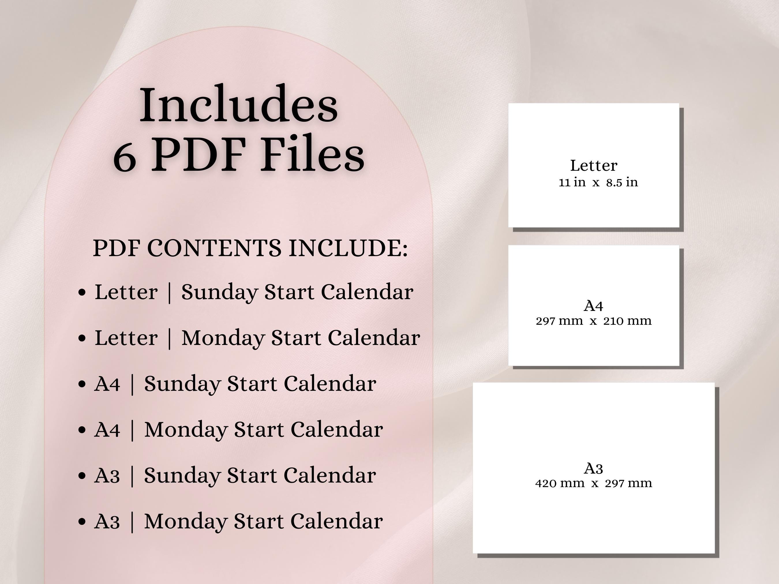 2025 Calendar | Elegant Monthly Planner Sunday & Monday Start | Cherry ...