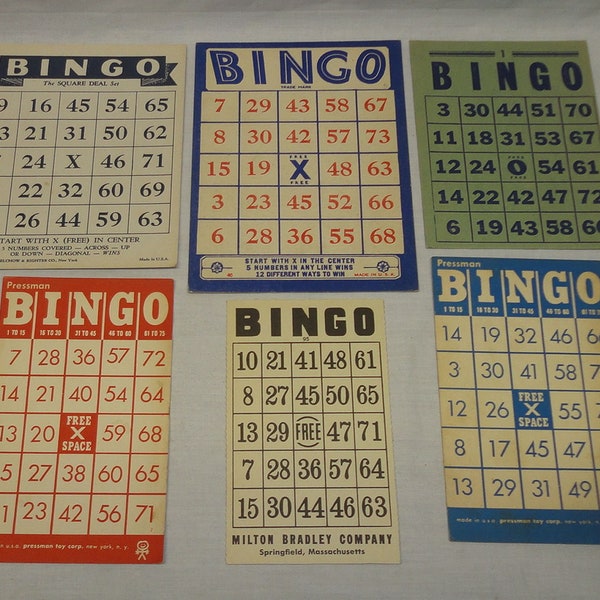 Bingo Card Ephemera (Various Manufacturers) (Vintage)