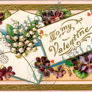 Cartão postal vintage do Dia dos Namorados - Arquivo digital - Envelope