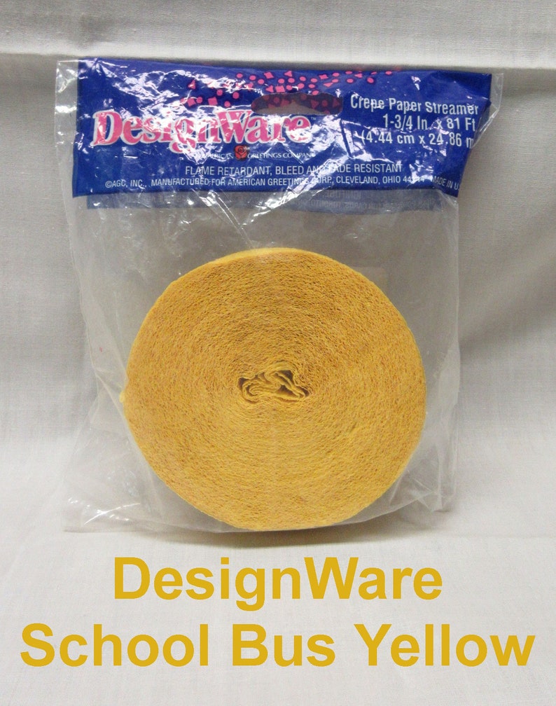 Crepe Paper Party Streamers Various Manufacturers Vintage & Non-Vintage Yellow (Amer Greet)