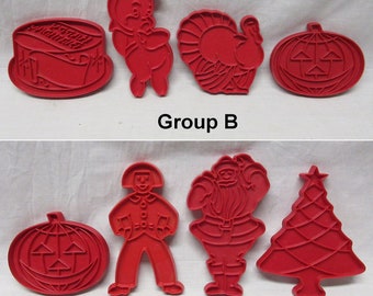 Tupperware Red Plastic Cookie Cutters  (Special Occasions) (Vintage)