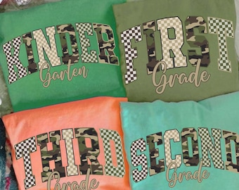 Retro Back to School Boys Old Camo PNG Bundle, Kindergarten Design, First Day PNG, Pre-K to Third Grade Png,School Boy Sublimation