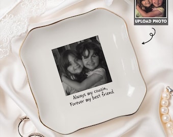 Personalized Sister Photo Jewelry Dish, Custom Ceramic Trinket Tray for Best Friend Wedding Day, Soul Sister Gift, Gift for Bridesmaids