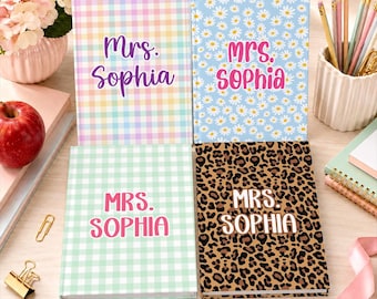 Personalized Composition Notebook Teacher Hardcover Journal, Teacher Name Notebook School Supplies, Back To School Gift For Teacher