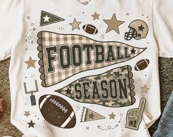 Comfort Colors Camo Football Season Kid T-Shirt, Pennant Flag Touchdown Football Kids T-shirt, Vintage Football Mom Shirt, Touchdown Shirt