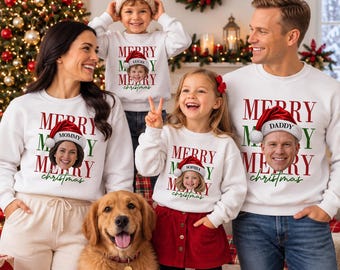 Merry Christmas Family Photo Shirt, Personalized Christmas Picture Shirt 2026,Family Christmas Shirts Custom Vintage Group Photo Holiday Tee