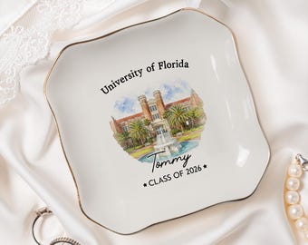 Personalized University Ring Dish, Custom Graduation Trinket Tray, College Jewelry Dish, Class of 2026 Graduate Gift, Senior Keepsake