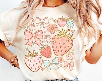 Boho Strawberry Coquette png, preppy aardbeien png, aardbeifestival png, zomeraardbei png, bloemenaardbei png, boho zomer png