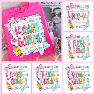 Back to School Bundle PNG, Preppy Teacher First Day of School Shirt Design, Girly Coquette Sublimation, Pink Bow Pre-k 1st/2nd/3rd/4th Grade